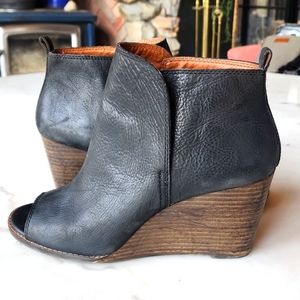 Lucky Brand Peep Toe Wedge Booties Women's size 10